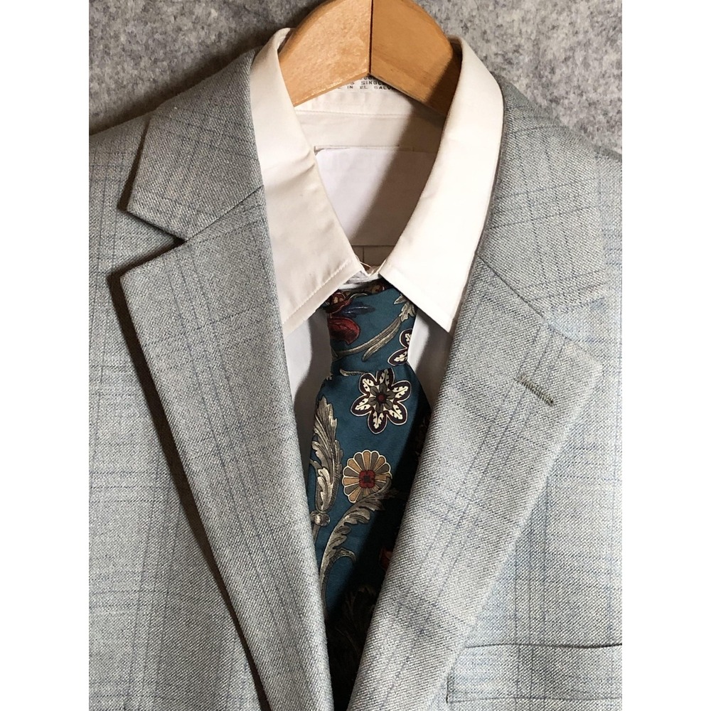 Michael Kors Blazer Sport Coat Mens 44L Gray Wool Silk Windowpane Notch Lapel